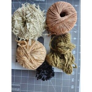5 Skeins of Various Specialty Yarns Partially Used B47